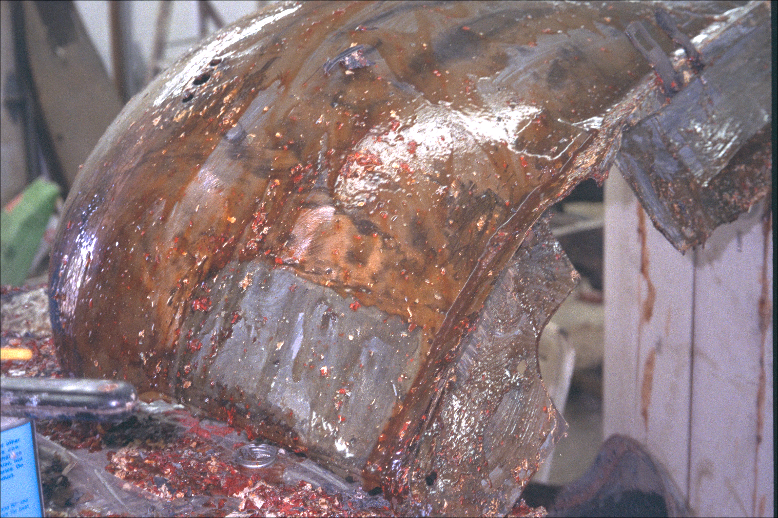 Repaired right front wing, stripped